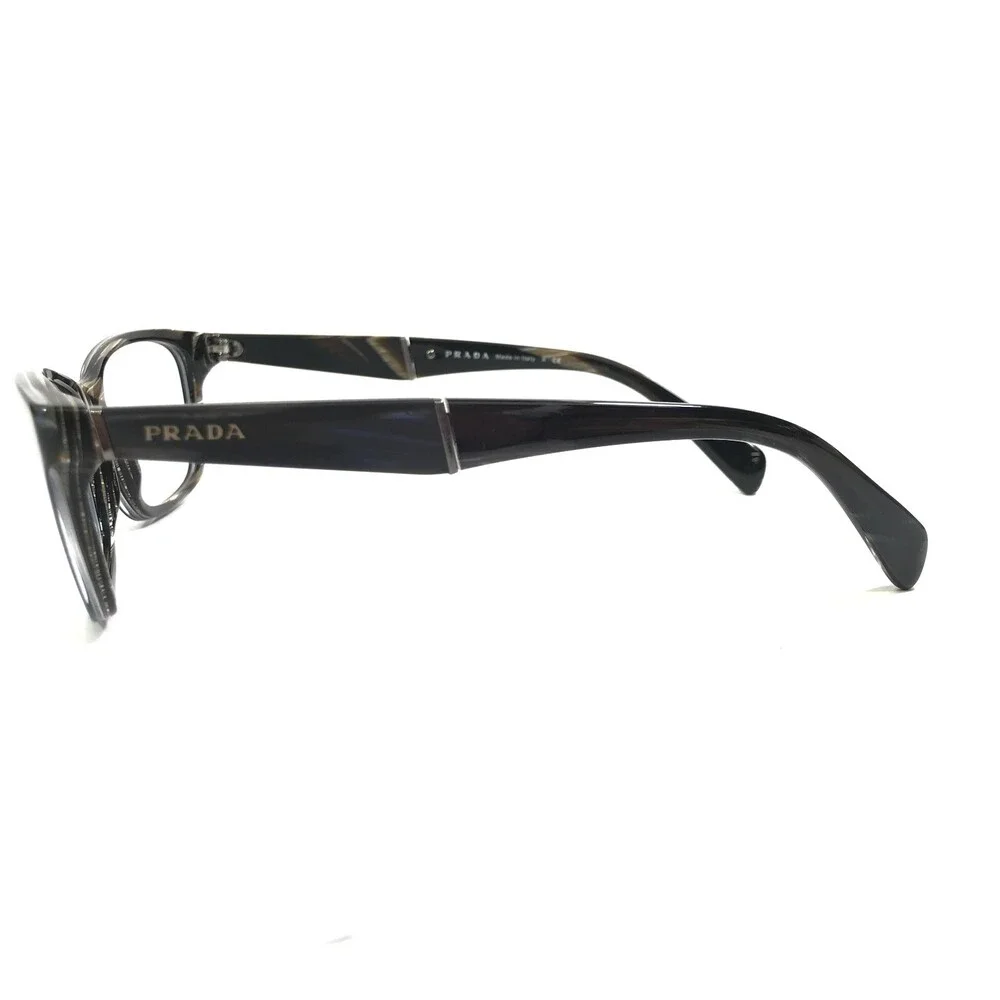 Prada Eyeglasses Frames VPR 14P EAR-1O1 Brown Horn Square Full Rim 55-17-145